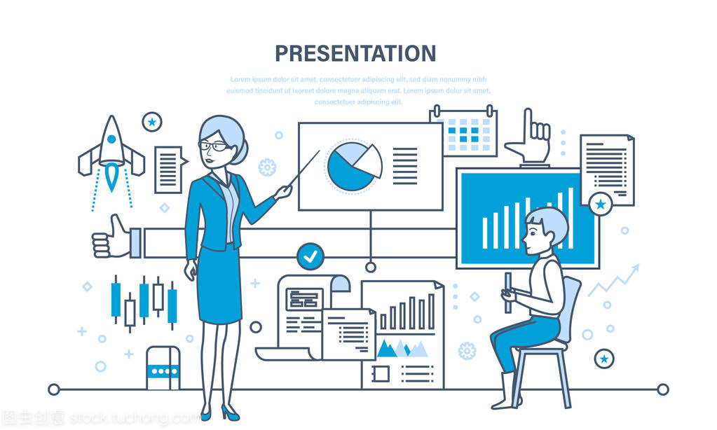 演講者做演示文稿和關(guān)于市場(chǎng)、 銷(xiāo)售、 電子商務(wù)專(zhuān)業(yè)培訓(xùn)